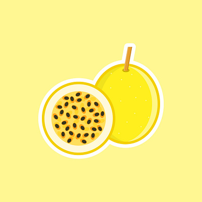 Passion fruit cute design flat fruit fruits illustration minimal vector vector illustration vectorart