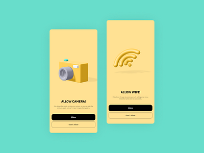 Permissions Cam & Wifi 3d camera design experiment ui ux wifi