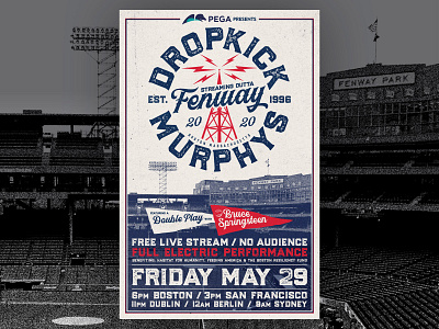 Dropkick Murphys "Streaming Outta Fenway" Poster Artwork admat ballpark boston boston design boston red sox bruce springsteen celtic concert flyer concert poster dropkick murphys fenway park poster art poster design punk punk rock red sox stadium vintage art vintage design vintage poster