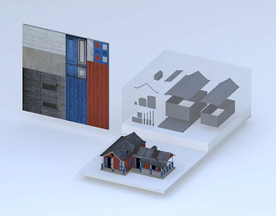 3D Module system – House 2 3d 3d art 3d maya design flat illustration minimal