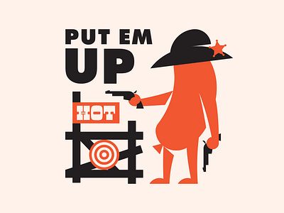 Put Em Up branding bullseye food hot illustration sausage sheriff western