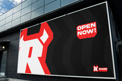 Rage Branding Concept branding bull design devil fire flat horns logo minimal mockup r logo rage red typography vibrant