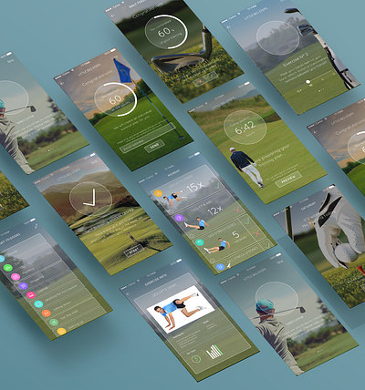 UI design golf training app app design color palette flow design icon set uidesign ux design