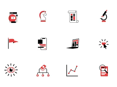 46Mile Icon System agency branding click display eye flag knight piece line graph marketing print product development research ux