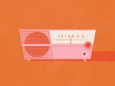 Vectober 4 // Radio feminine illustration inktober mid century radio texture vectober vintage