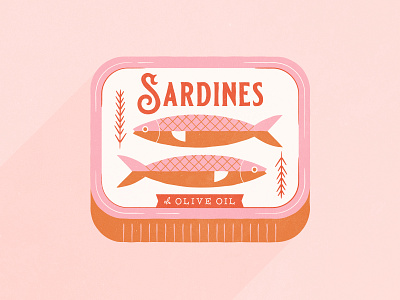 Vectober 1 // Fish feminine fish illustration inktober mid century pink sardine texture tuna vectober vintage