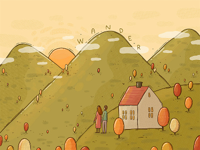 Wander adventure explore fall hills illustration mountains nature outdoors september sunset textures traveling wander