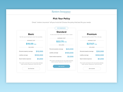 Renters Insurance Bundles v2 card ecommerce package purchase ui web
