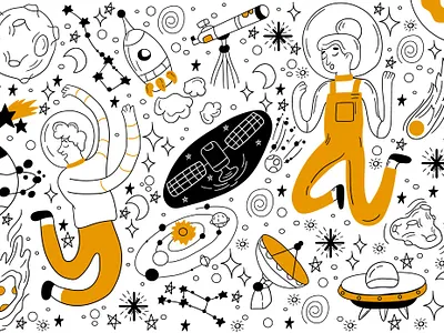 Space artwork character cosmos creative design designer designs doodle art galactic illustraion illustrations illustrator space vector vector art vector illustration