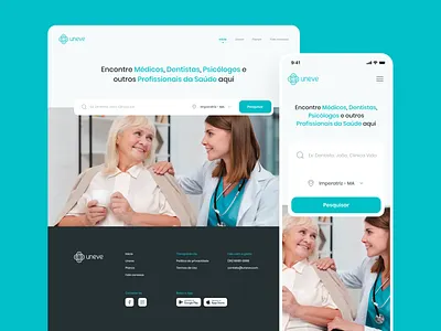 Uneve Landing Page banner blue cyan design figma flat health hero hero banner landing landing page minimal mobile search ui user interface visual design website