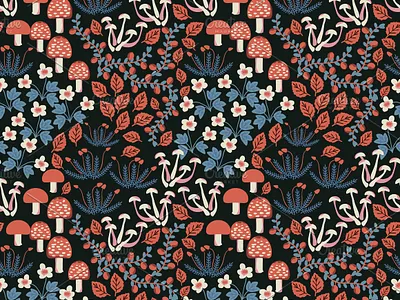 Seamless forest pattern decorative design forest mushroom nature pattern seamless simple surface design texture