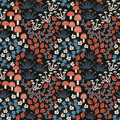 Seamless forest pattern decorative design forest mushroom nature pattern seamless simple surface design texture