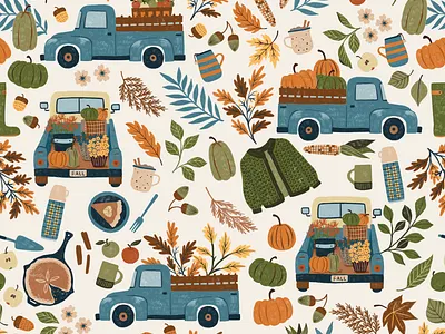 Autumn Festivities apple picking apple pie autumn art corn fall fall festivities fall foliage fall illustrations harvest home decor mums print and pattern pumpkins surface pattern design
