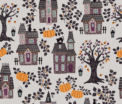 Haunted Village black cats gothic mansions halloween night halloween party haunted houses haunted mansions october night pumpkins