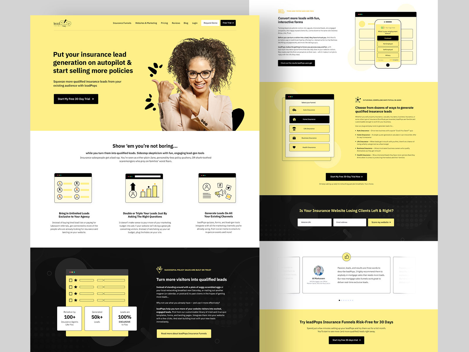 Example of Lead Funnel Homepage Insurance Design