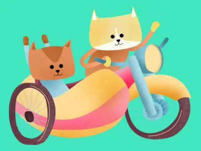 cat motorcycle dribble affinity affinitydesigner affinityphoto character character design children book illustration childrens illustration digital illustration illustration pencildog storybook