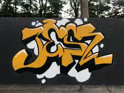 Graffiti piece 2.0 black cartoon style delft graffiti orange real time tag trowup urban