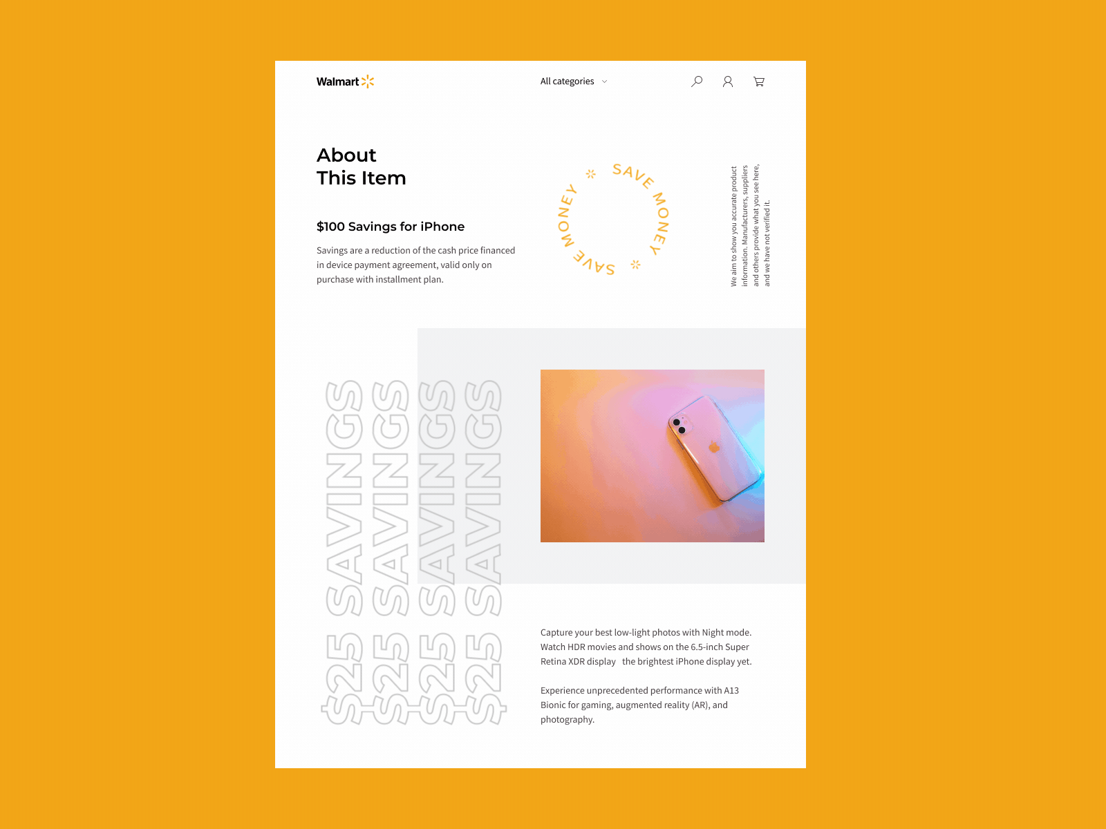 Sale block concept animation branding design flat minimal typography ui ux walmart web