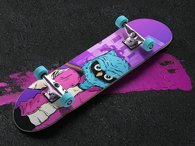 Loopowl skateboard blood character games illustration loopowl merch miami mockup owl photoshop product product design skate skateboard