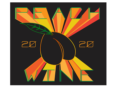 Final Peach Wine Label aiga aiga upstate new york branding colorful gradient graphic design graphicdesign labeldesign lettering logo peach wine peaches perspective rays typographic typography vectorart wine label design winery