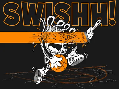 Netman Paint Courts basketball cartoons dunk halftones nba netman screenprinting tshirt
