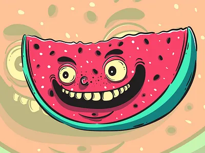 watermelon monster character 01 character cute design fortune fruit funny halloween illustration kawaii magic monster mystic occult vector watermelon