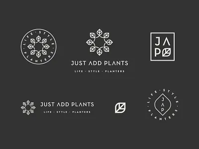 JAP - Logo Variations badge botanical branding container decoration geometric handcraft leaf leaves lifestyle logo mark minimal planter seal visual identity