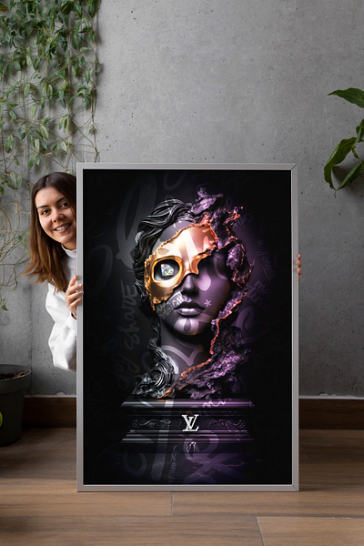 Luxurious Louis Vuitton Statue - Acrylic Glass Painting digital art graphic design louis vuitton paintings