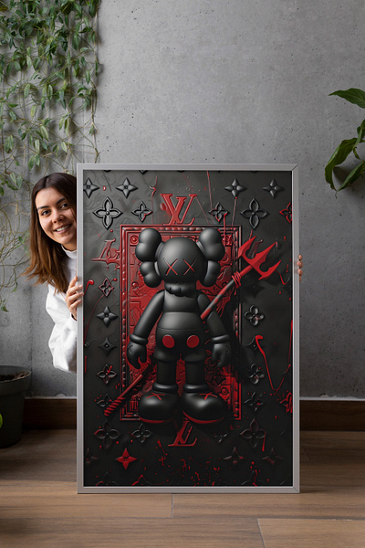 Louis Vuitton Red/Black Devil - Acrylic Glass Painting digital art graphic design kaws louis vuitton paintings