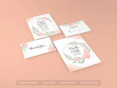 Download Wedding Invitation Mockup Vol 13 design illustration mockup paper photoshop premium template wedding