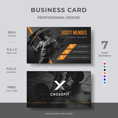 Gym Business Card brand branding business card business card creative business card design business card template design gym identity modern template visiting card