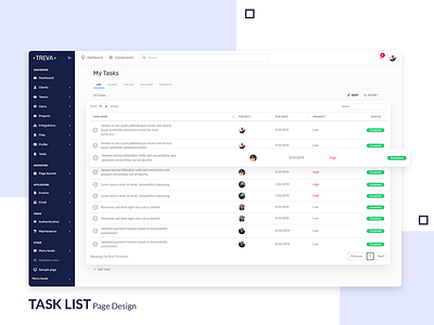 Task List Page - Treva Admin Template admin admin dashboard admin design admin panel admin template admin theme bootstrap bootstrap 4 bootstrap template branding sass task task detail task list task management tasting ui ui ux design ui ux design uiux