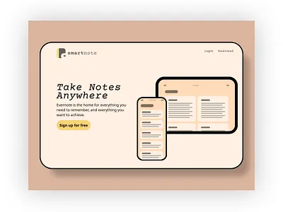 Note App app design flat hero landing minimal note notebook notes app type typography ui ux web website