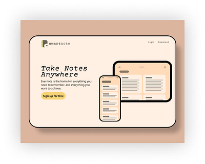 Note App app design flat hero landing minimal note notebook notes app type typography ui ux web website