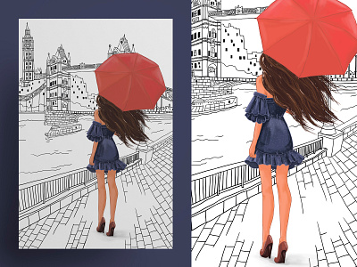 Illustration "Fashion City" by Masha Van for Intalence Art digital illustration fashion fashion illustration girls london models new york paris rome