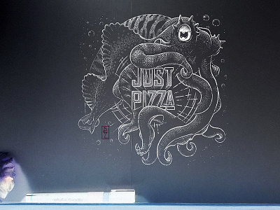 Almost done crosshatching cuttlefish design engraving graphic design graphicdesign illustration ink drawing package design packaging packaging illustration packagingdesign pizza pizza box traditional art woodcut