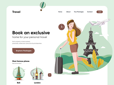 Travel Landing Page UX-UI Design design homepage illustration interface landing page ui uidesign web webdesign website