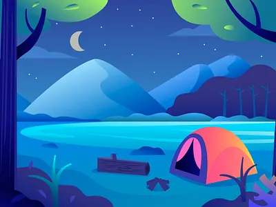 Camping area landscape background design illustration landscape vector