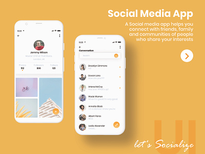 Social Media App UI app branding design illustration logo minimal typography ui ux website