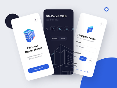 Real Estate App app booking clean design find home hotel interface minimal mobile nearby office real estate sunday uiux