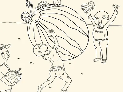 Watermelon Contest drawing illustration procreate