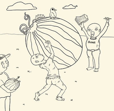 Watermelon Contest drawing illustration procreate