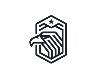 Eagle Logo bird buzzard eagle emblem falcon finance geometric hawk hexagon hunter linear logistics logo predator processor security sport technological technology weapons