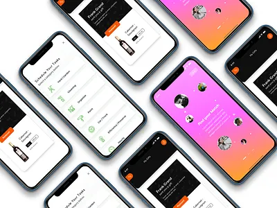 Exploring cool mockups alcohol app design app ui app ui ux dating app gradients mockups service app ui design ux design wine