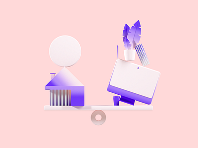 Flux Academy: Work-life Balance 3d 3d art c4d clean crislabno icons illustration octane pink purple redshift render system ui ux visual