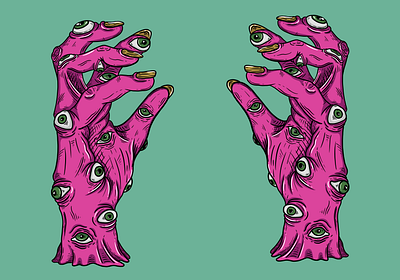 Hands On drawing eyes hands illustration pink procreate