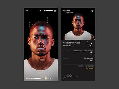 Intergalactic Passport app darkmode facial recognition passport space spaceman ui ui design web