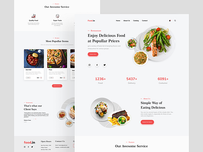 Food.in Restaurant Landing Page animation app art branding design flat icon illustration logo ui uidesign ux ux design web web design website websites