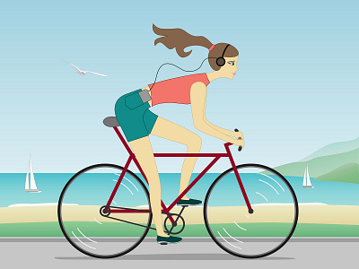 Bike ride attractive beach beauty bicycle bike biking fun girl headphone lifestyle music phone ride sea sport summer teenager water woman young