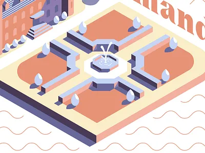 Le Château Normand - The Garden castle chateau design flat graphic illustration isometric isometry minimalist modern